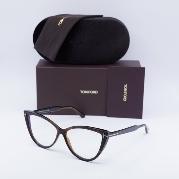 Tom Ford FT5843-B 052 Cat Eye Eyeglasses 56mm - Havana/Blue Light Block - Picture 7 of 9